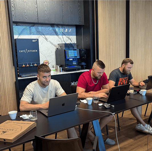 Our personal in a cafe.